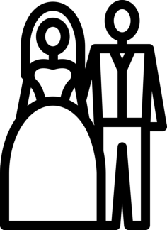 Newly Married Couple Editable Svg Line Art, Free Vectors File